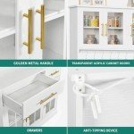 71'' Tall Kitchen Pantry Cabinet with Microwave Stand