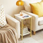 Modern White and Gold Side Tables with Charging Ports