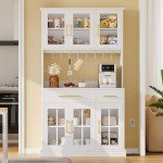 71'' Tall Kitchen Pantry Cabinet with Microwave Stand