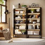 Tall Black Bookcase with LED Lights - 5-Tier