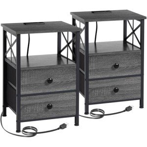 Nightstand Set with Charging Station and USB Ports