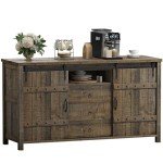 Rustic Brown Buffet Cabinet with Sliding Barn Doors