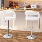 Adjustable Swivel Bar Stools Set of 2 - White