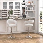 Adjustable Swivel Bar Stools Set of 2 - White