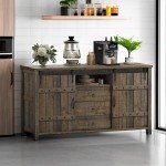 Rustic Brown Buffet Cabinet with Sliding Barn Doors