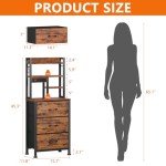 Tall Rustic Brown Nightstand with Charging Station