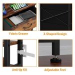 Tall Rustic Brown Nightstand with Charging Station
