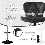 Black Adjustable Swivel Bar Stools Set of 2