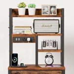 Tall Rustic Brown Nightstand with Charging Station