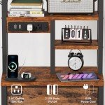 Tall Rustic Brown Nightstand with Charging Station