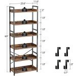 Rolanstar 6-Tier Industrial Vintage Bookshelf with Hooks