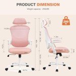 Ergonomic Pink Office Desk Chair with Lumbar Support