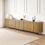 Stylish 63" Fluted Sideboard Buffet Cabinet