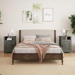 Tall Farmhouse Nightstand Charging Station Set of 2