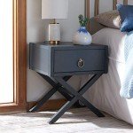 Odilia Navy and Gold 1-Drawer Nightstand