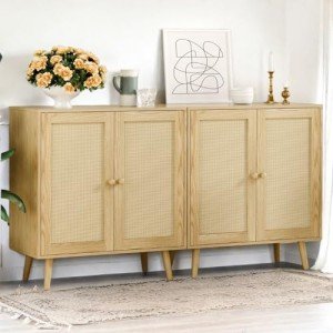 Set of 2 Stylish Rattan Buffet Cabinets