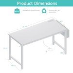Lufeiya 47" White Computer Desk with Outlets