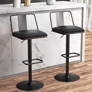 Adjustable Metal Swivel Barstools Set of 2