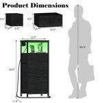 Tall Black Oak Dresser with LED Lights & Bins