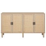 Boho Rattan 4-Door Sideboard Buffet Cabinet