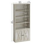 Industrial Bookshelves with Doors, 6-Tier Storage