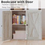 Industrial Bookshelves with Doors, 6-Tier Storage