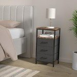 Huuger Charging Nightstand with Fabric Drawers
