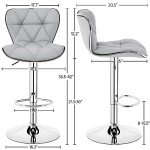 Light Grey PU Leather Swivel Bar Stool Set