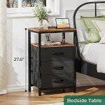 Huuger Charging Nightstand with Fabric Drawers