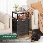 Huuger Charging Nightstand with Fabric Drawers