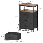 Huuger Charging Nightstand with Fabric Drawers