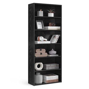 VASAGLE 6-Tier Adjustable Bookshelf, Ebony Black