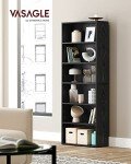 VASAGLE 6-Tier Adjustable Bookshelf, Ebony Black