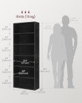 VASAGLE 6-Tier Adjustable Bookshelf, Ebony Black