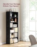 VASAGLE 6-Tier Adjustable Bookshelf, Ebony Black