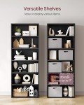 VASAGLE 6-Tier Adjustable Bookshelf, Ebony Black