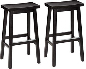 Amazon Basics Solid Wood Saddle-Seat Counter Stools