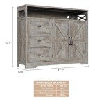 47'' Farmhouse Buffet Sideboard with Charging Station