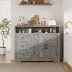 47'' Farmhouse Buffet Sideboard with Charging Station