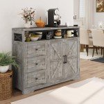 47'' Farmhouse Buffet Sideboard with Charging Station