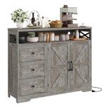 47'' Farmhouse Buffet Sideboard with Charging Station