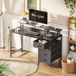 47" LED Gaming Desk with Power Outlets & Drawers