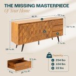 Georgina Solid Wood Mid Century Sideboard Cabinet