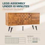 Georgina Solid Wood Mid Century Sideboard Cabinet