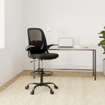 Ergonomic Tall Drafting Chair with Armrests - Black
