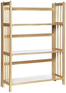 3-Shelf Folding Stackable Bookcase - Natural Finish