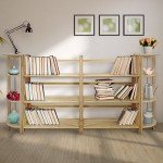 3-Shelf Folding Stackable Bookcase - Natural Finish