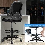 Ergonomic Tall Drafting Chair with Armrests - Black