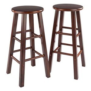 Walnut 2-Piece Bar Stool Set