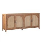 Modern 70" Reeded Sideboard Buffet Cabinet in Oak